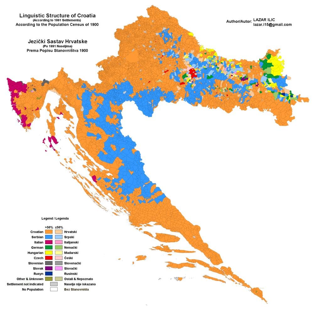 zemljevid etnični zemljevid hrvaška