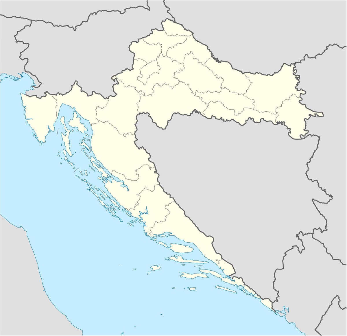 zemljevid hrvaška brez povezave