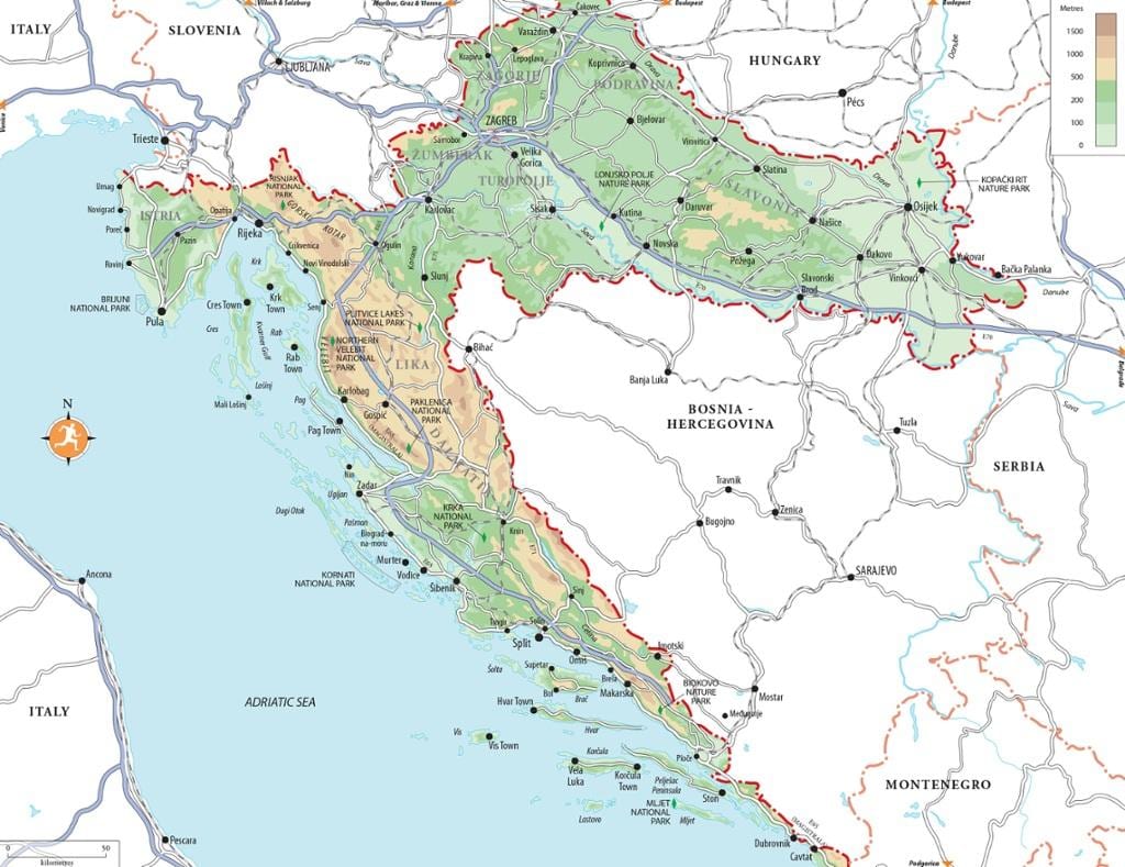 hrvaške plaže občinah zemljevid