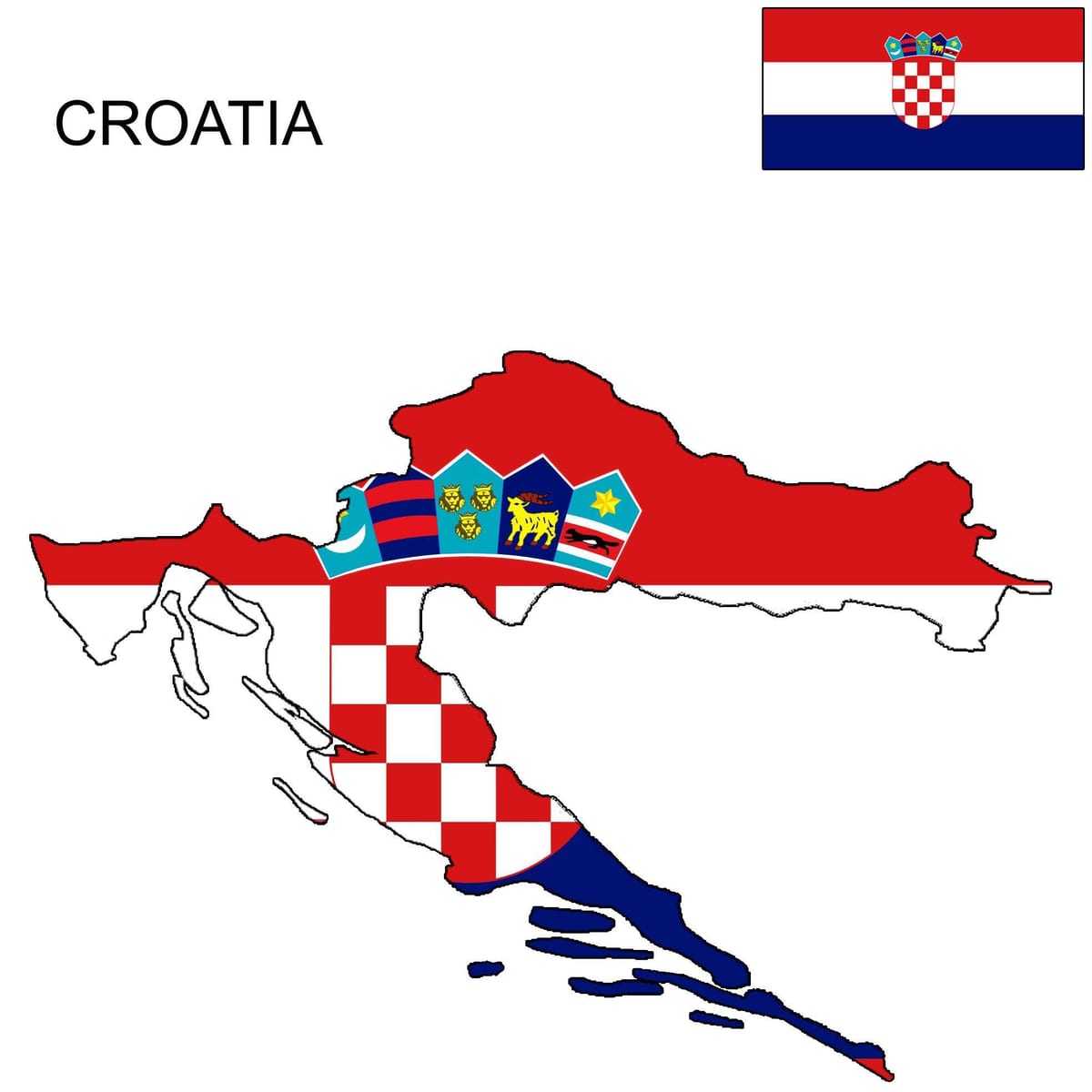 zemljevid hrvaška zastava