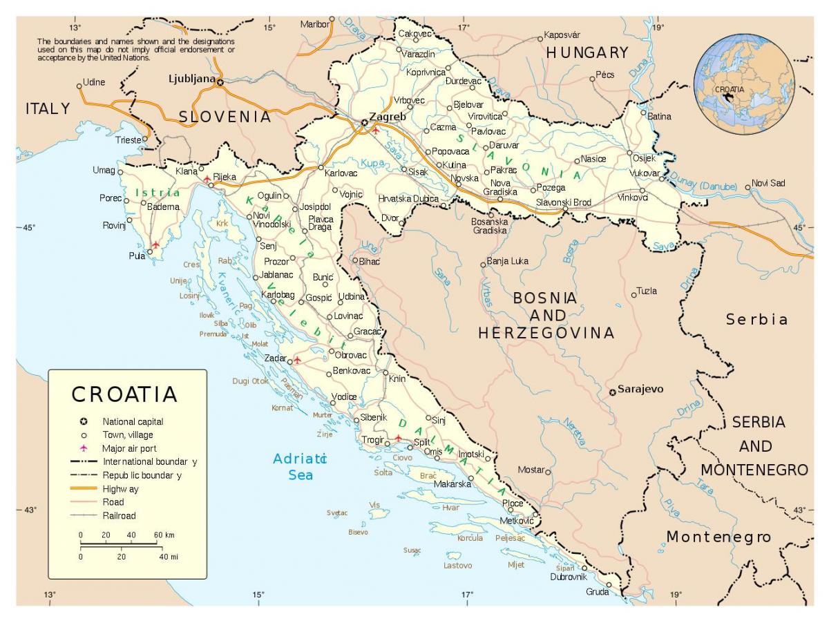 zemljevid hrvaška mesta,