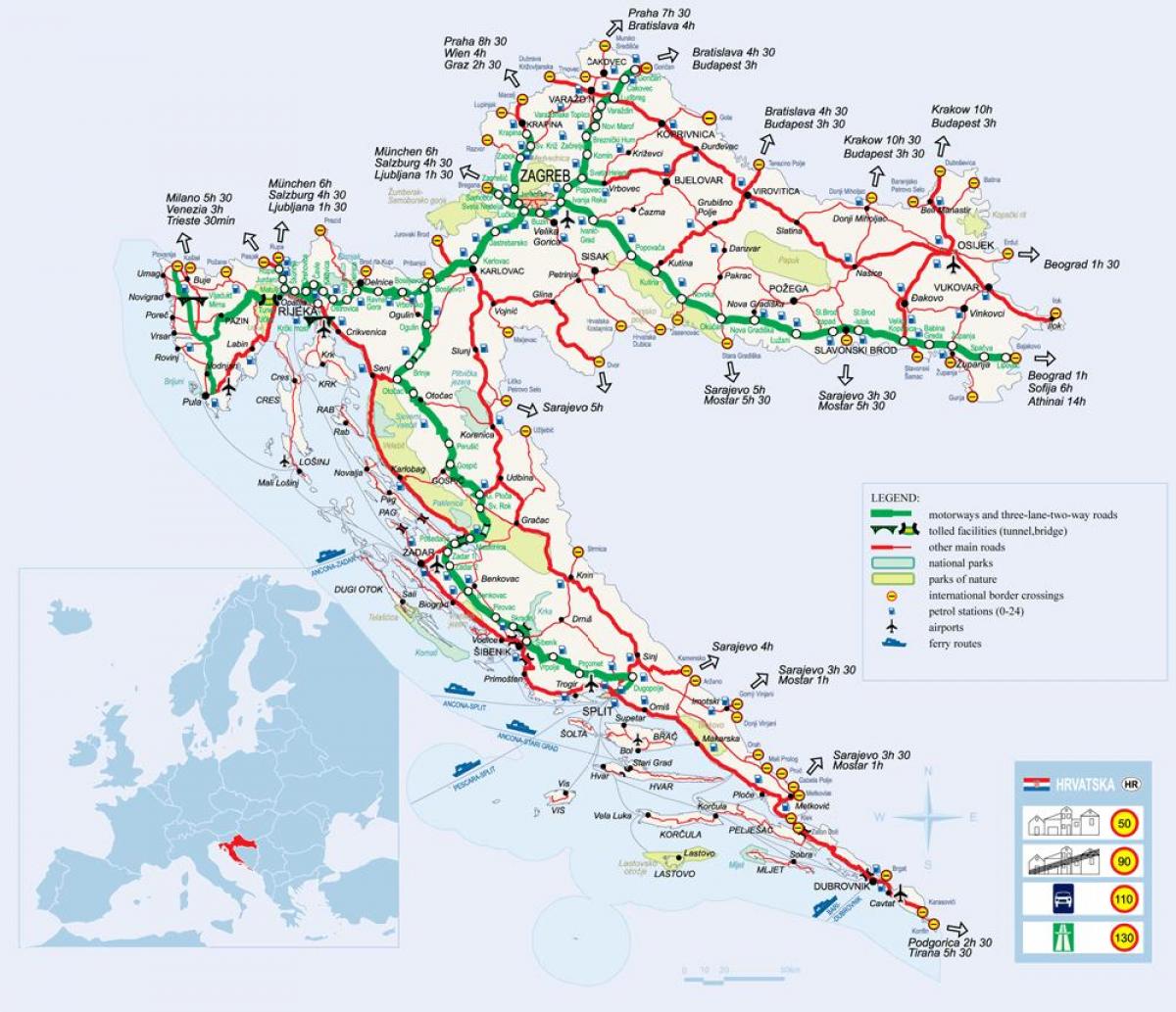 zemljevid hrvaška vlak