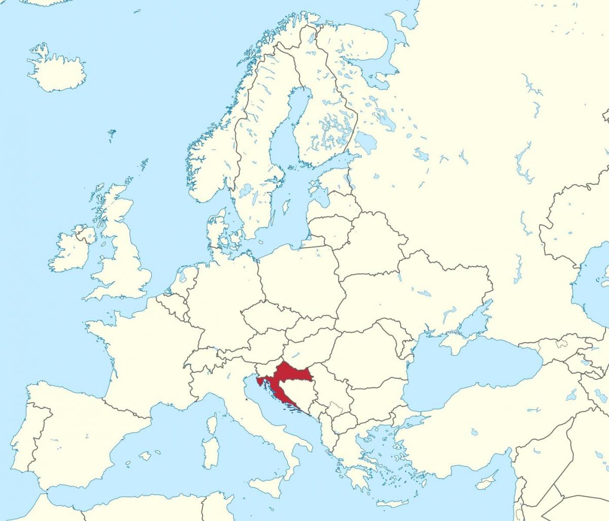 hrvaška v zemljevid evrope