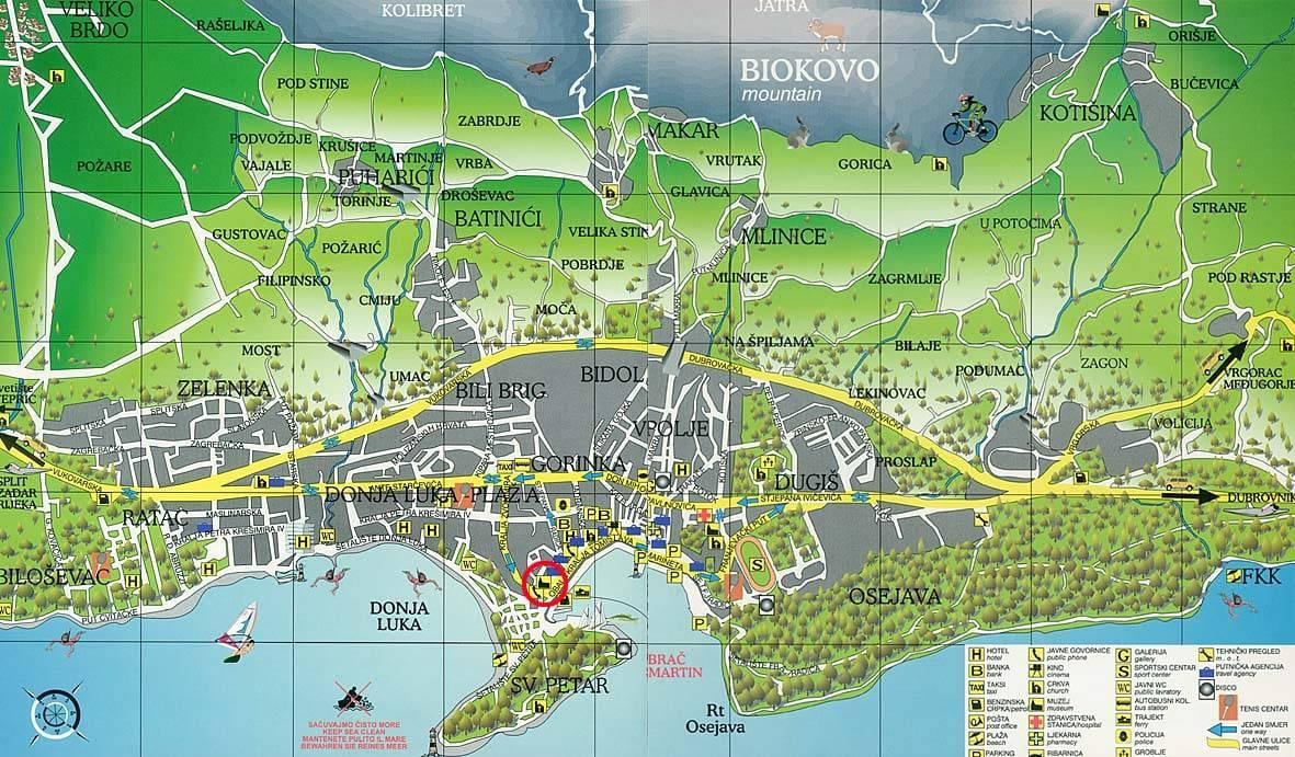 zemljevid makarske na hrvaškem
