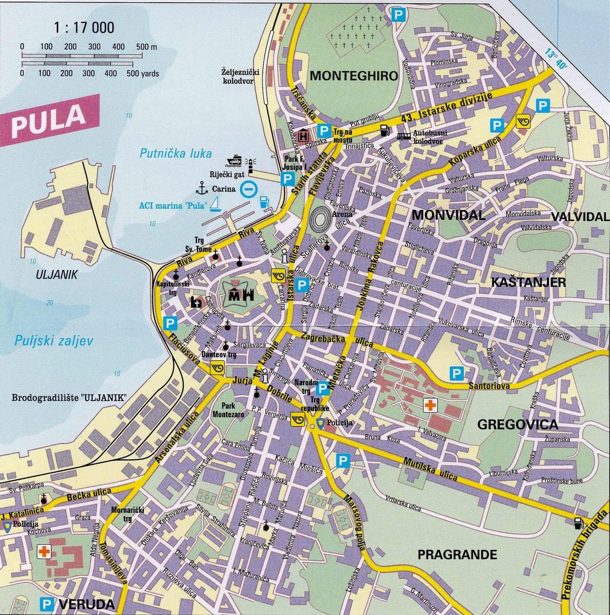 turistična karta pula hrvaška