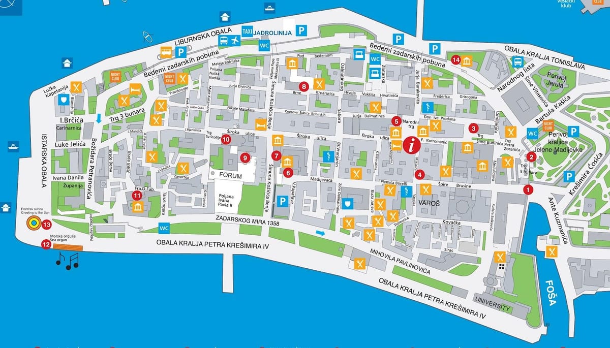 zemljevid zadar hrvaška