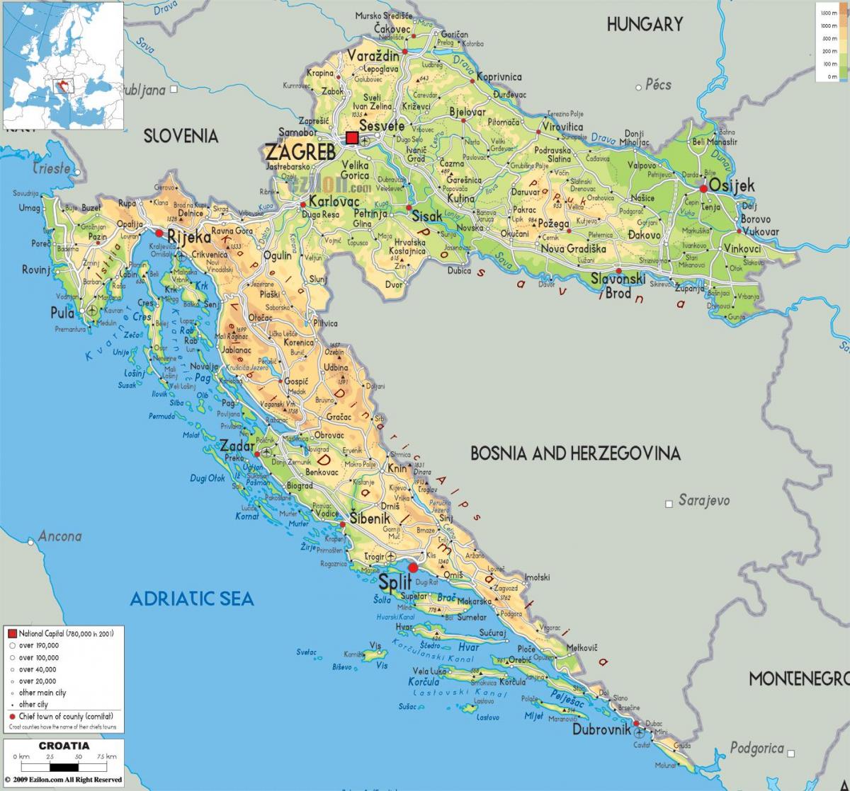 hrvaško je na zemljevidu