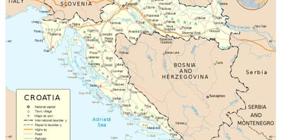 Zemljevid hrvaška mesta,