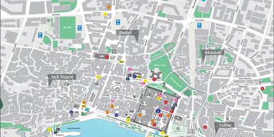 Zemljevid starega mestnega jedra split, hrvaška