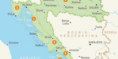 Zemljevid hrvaška in otoki