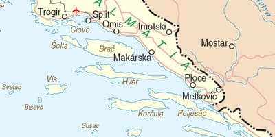 Zemljevid južne hrvaške